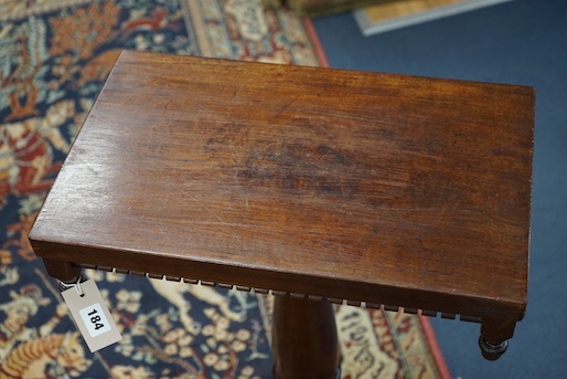 A Victorian style rectangular mahogany occasional table, width 46cm, depth 28cm, height 72cm